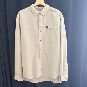 Vintage The North Face Men's Light Gray Button Down Shirt